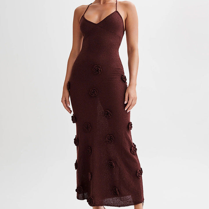 Levoire | Robe Maxi En Tricot Bodycon Dos Nu Sans Manches