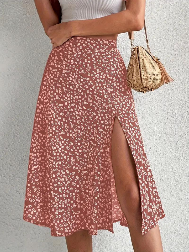 Levoire | Jupe D'Été, Jupe À Fleurs, Jupe Fendue, Jupe Midi, Jupe Taille Haute