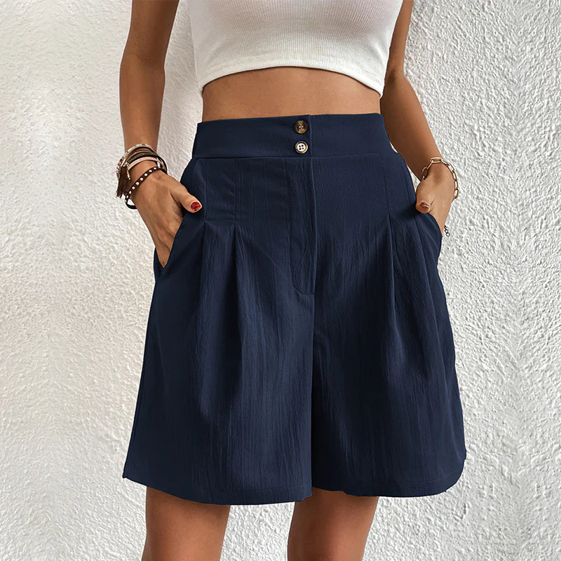 Levoire | Coton Short Court Taille Haute Femme Bleu