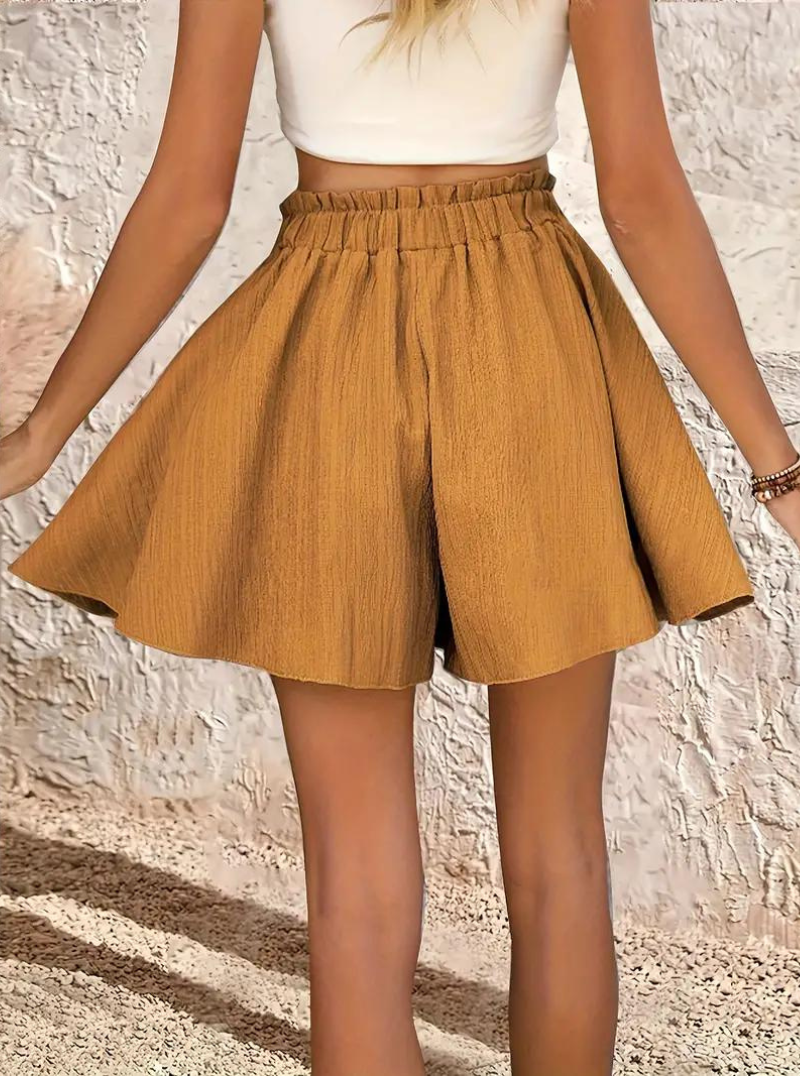 Levoire | Shorts D'Été, Taille Élastique, Fluide, Taille Haute, Minishorts