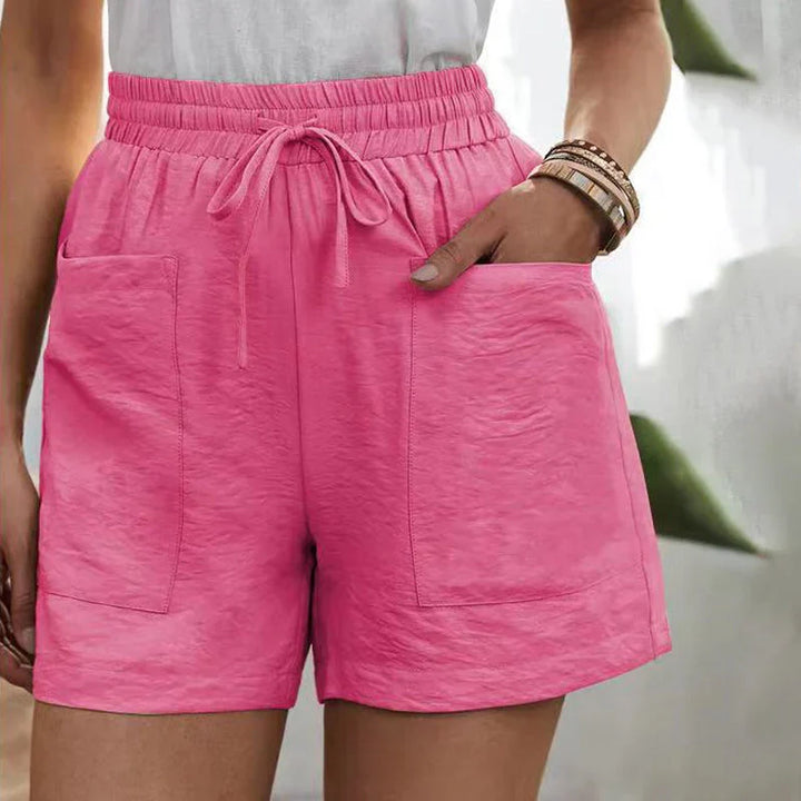 Levoire | Short En Lin Pour Femmes Avec Cordon Et Taille Haute Rosa