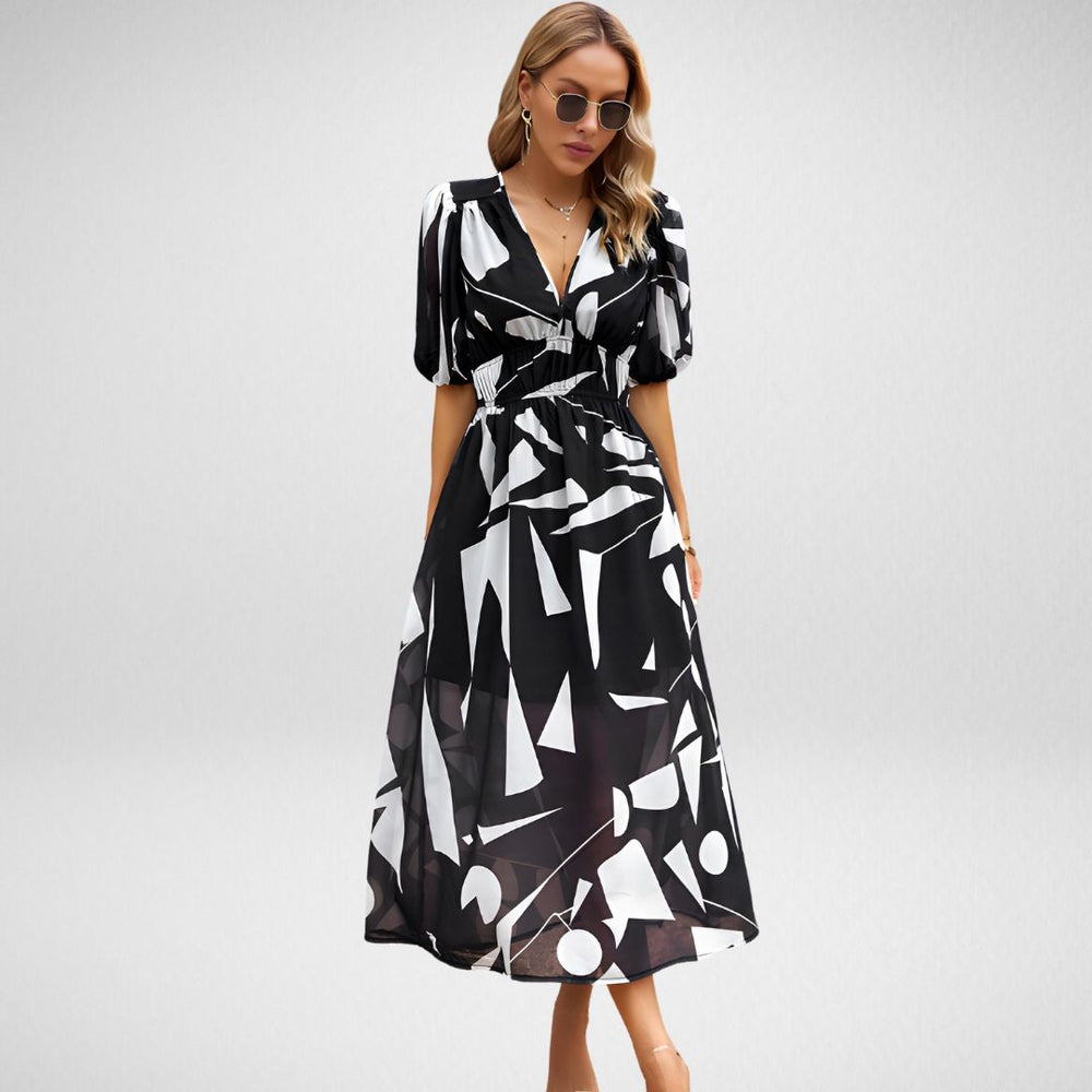 Levoire | Robe Midi Avec Motif Géométrique Noir