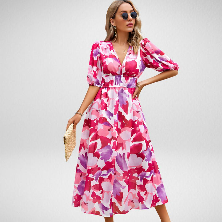 Levoire | Robe Midi À Col Montant Rosa