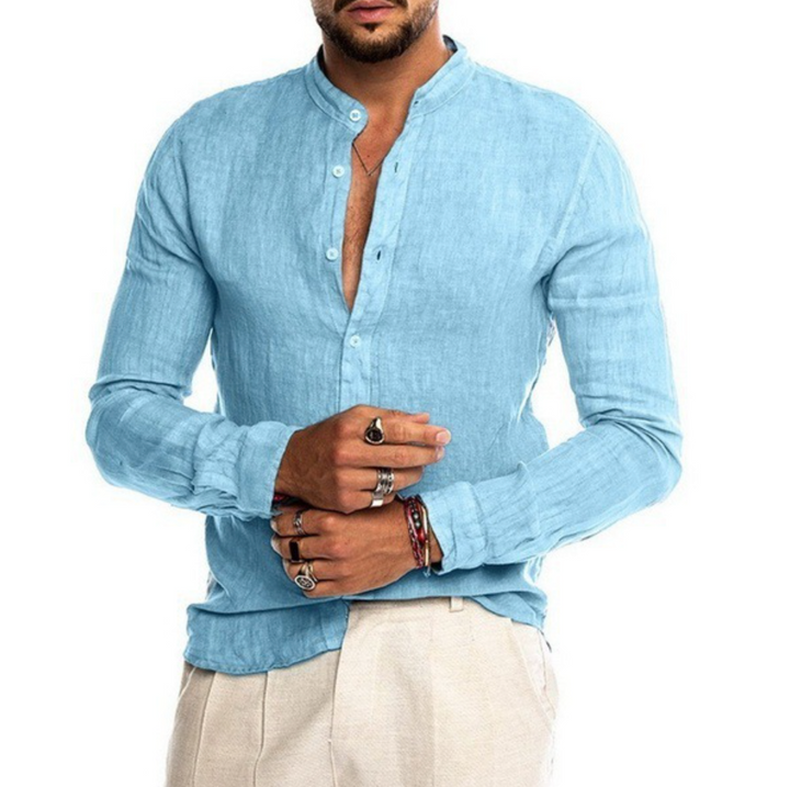 Levoire | Chemise En Lin Respirante Pour Hommes Élégante Et Confortable Bleu ciel