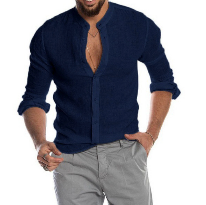 Levoire | Chemise En Lin Respirante Pour Hommes Élégante Et Confortable Bleu marine
