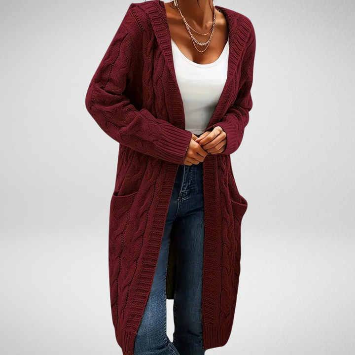 Levoire | Cardigan Doux À Capuche Avec Poches Bordeaux