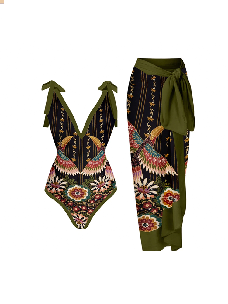 Levoire | Ensemble De Couverture Haut À Une Épaule Jupe De Couverture Maillot De Bain Mode Plage Pour Femmes Mystik