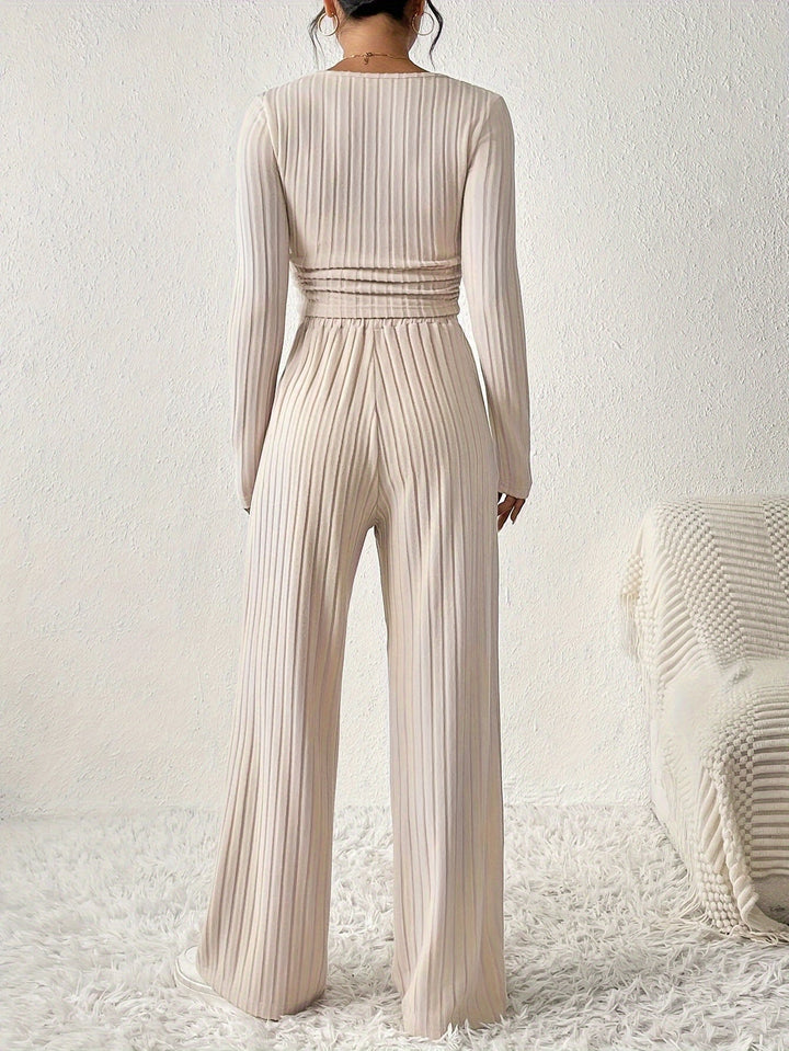 Levoire | Ensemble De Lounge Élégant En Rib Avec Pantalon Ample