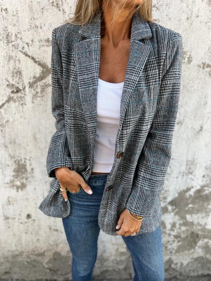 Levoire | Blazer À Carreaux Décontracté Avec Revers Gris