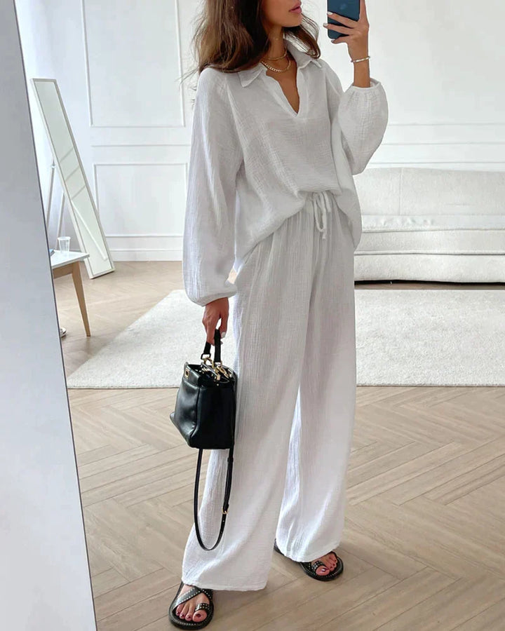 Levoire | Ensemble Deux Pièces Simple Avec Décolleté En V Blanc