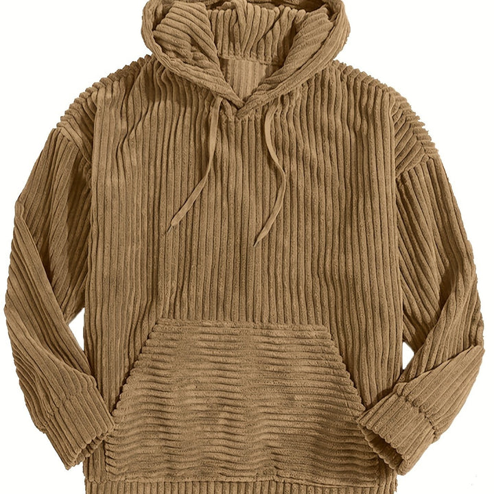 Levoire | Sweat À Capuche En Corduroy Vintage Pour Hommes Avec Col Haut Et Poche Kangourou