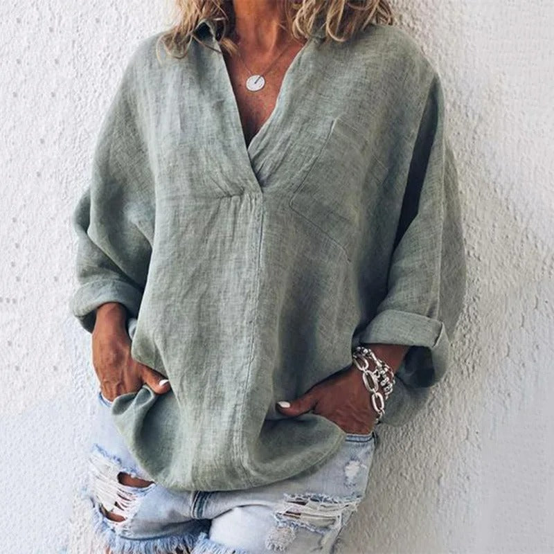Levoire | Rento Long Sleeve V Neck Shirt Mer Comfort Gris
