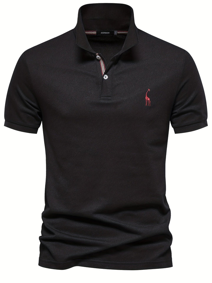 Levoire | Vêtements En Coton Mélangé Uni À Manches Courtes Avec Broderie De Girafe Noir