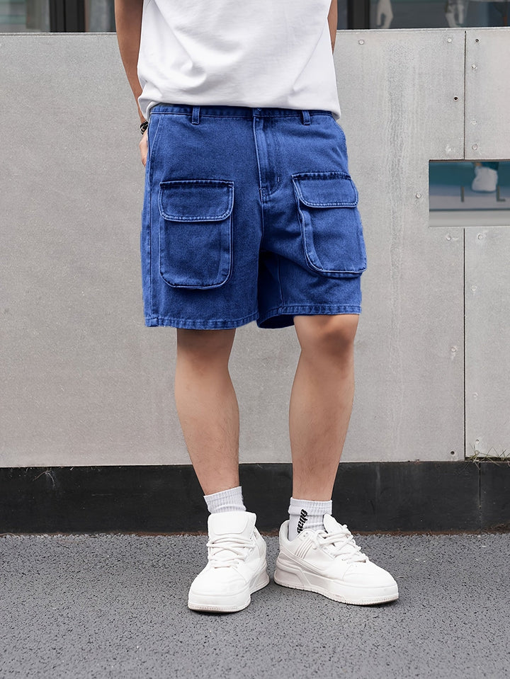 Levoire | Shorts En Denim Pour Hommes Heureux Avec Plusieurs Poches Bleu