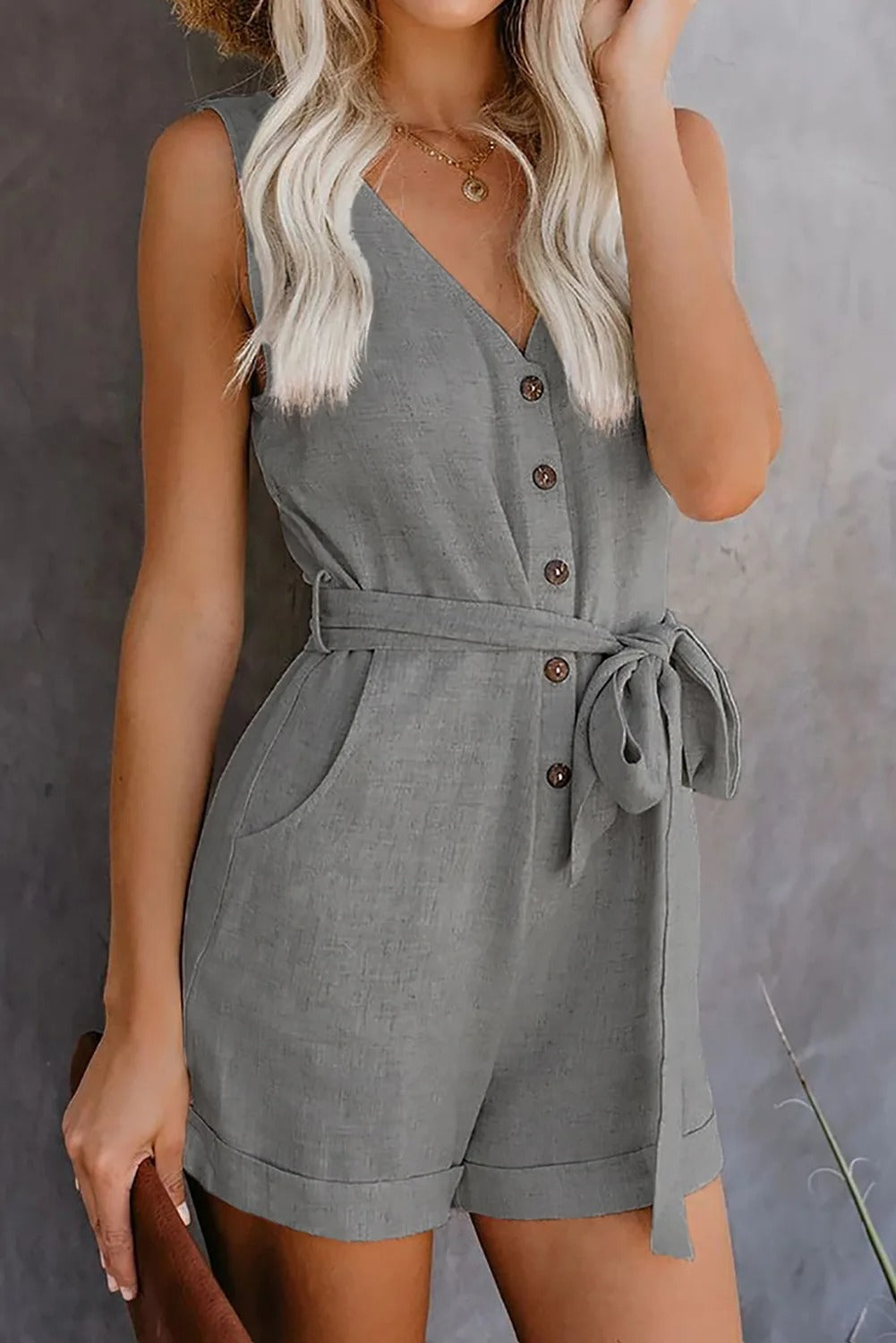 Levoire | Élégant Short Playsuit Avec Poches Gris