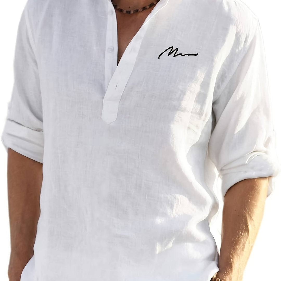 Levoire | Retro Pellavasekoite Henley-Shirt À Manches Longues