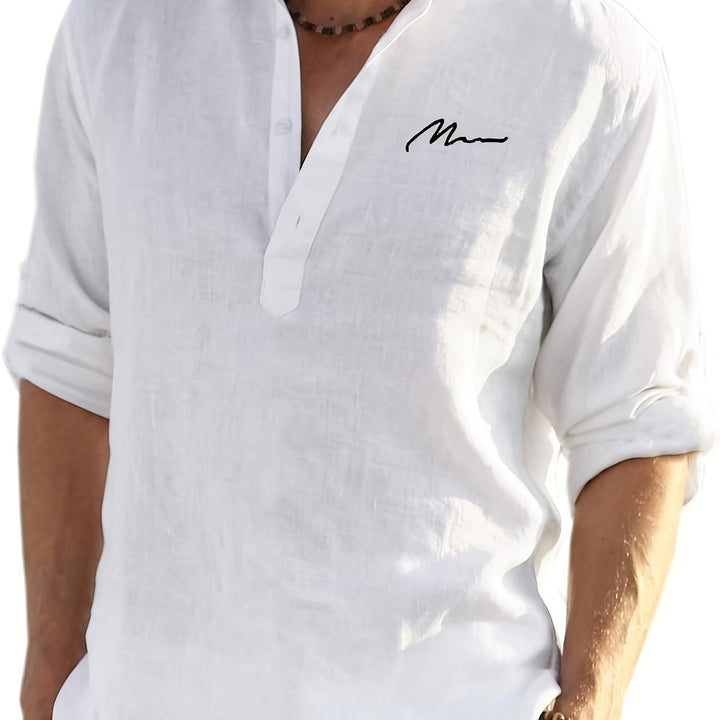 Levoire | Retro Pellavasekoite Henley-Shirt À Manches Longues