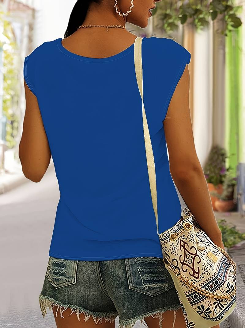 Levoire | T-Shirt Décontracté Et Simple Avec Décolleté En V Bleu royal