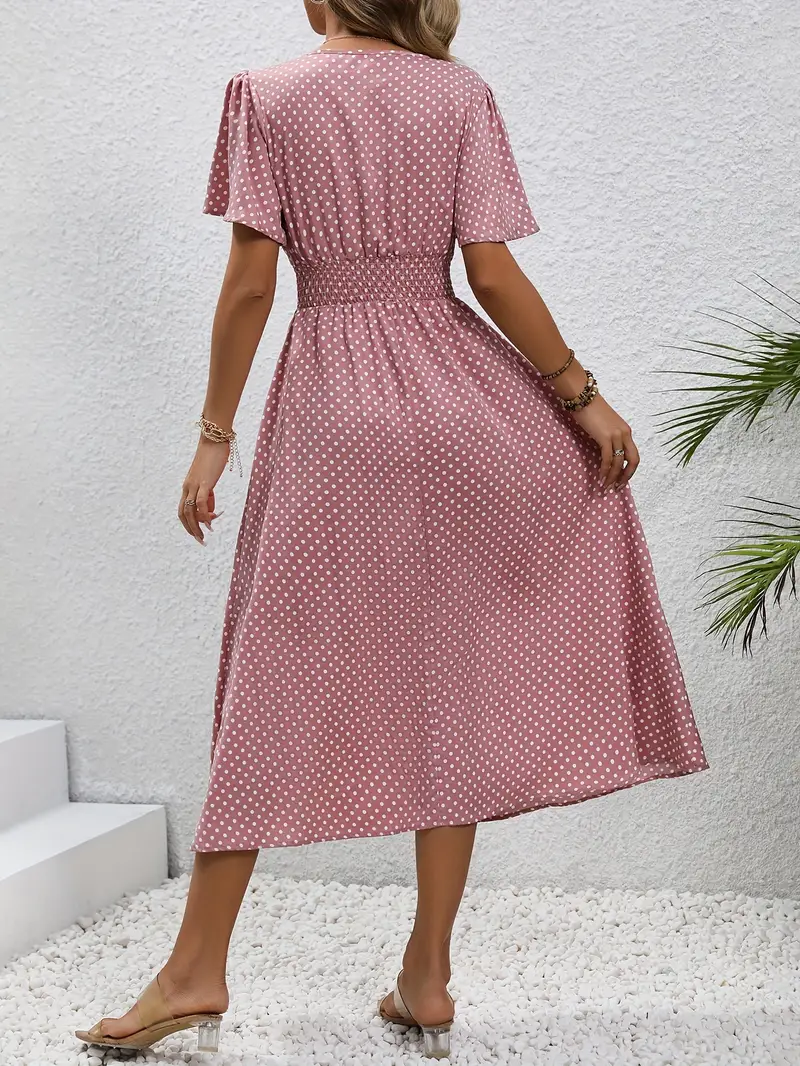 Levoire | Robe Taille Froncée Imprimée sur Toute la Surface, Robe Décontractée à Manches Courtes