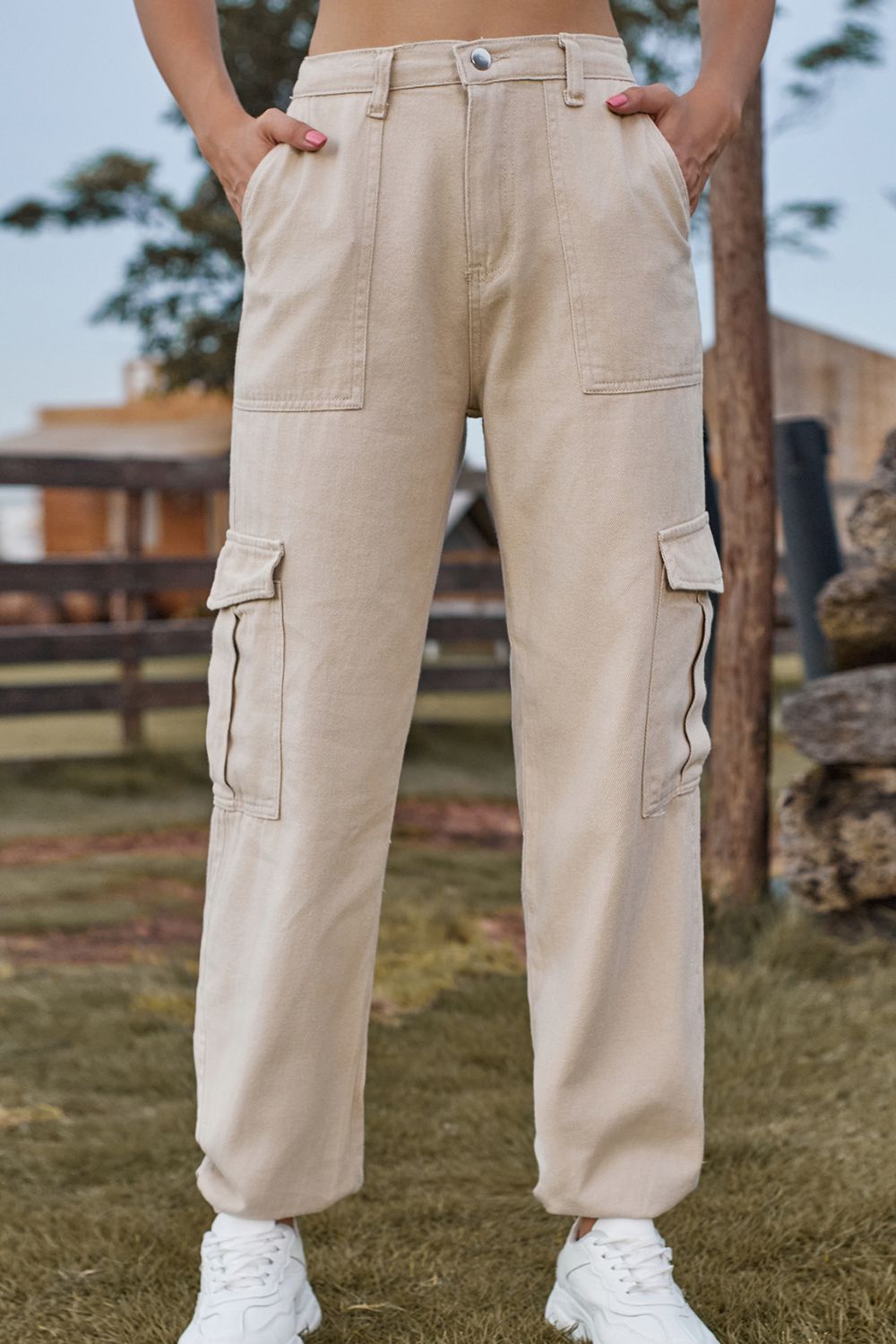 Levoire | Pantalon En Jean Coloré Avec Poches Sable