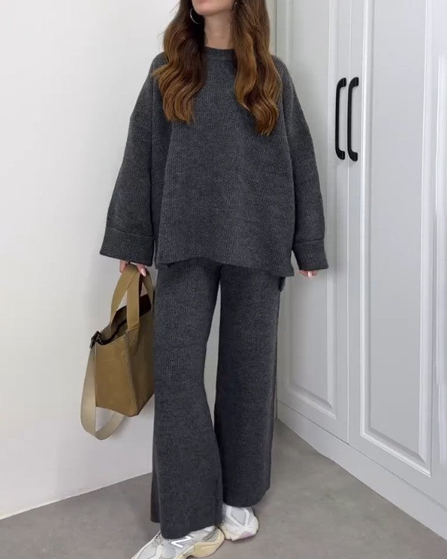 Levoire | Ensemble Veste En Maille Et Pantalon Gris foncé