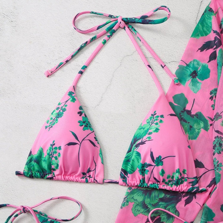 Levoire | Femmes Maillot de bain en filet à imprimé trois pièces