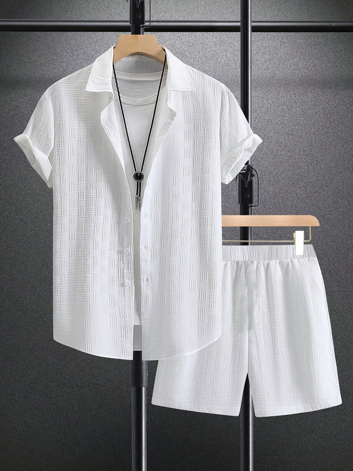 Levoire | Costume Rayé Pour Hommes Avec Col Rétro Et Manches Courtes