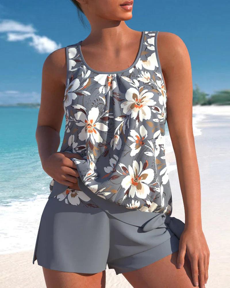 Levoire | Tankini Maillot De Bain Élégant Ensemble De Maillot De Bain Deux Pièces Gris