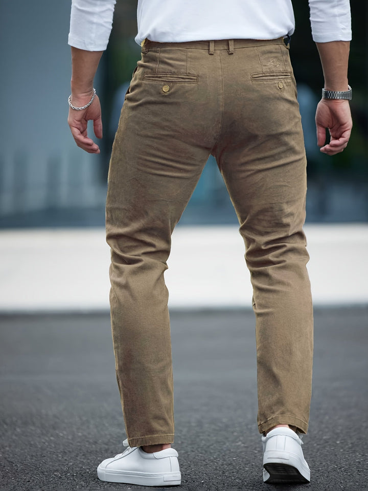 Levoire | Pantalon En Coton Slim Fit Pour Homme Avec Broderie Couleurs De Saison