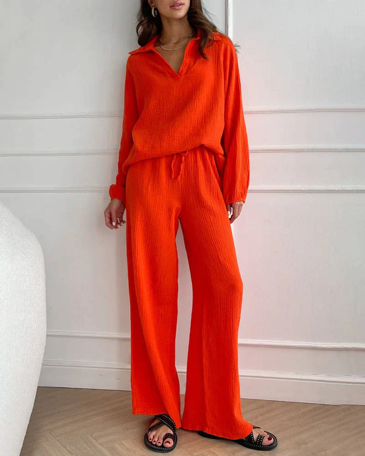Levoire | Ensemble Deux Pièces Simple Avec Décolleté En V Orange