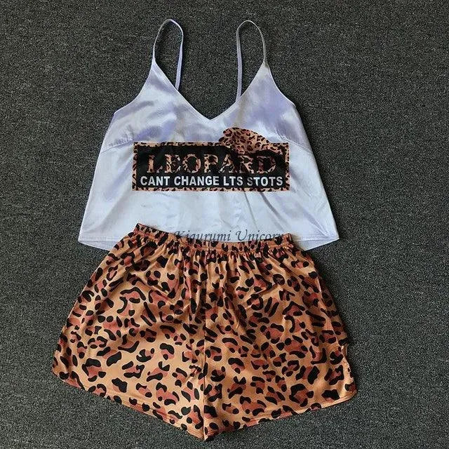 Levoire | Nouvelle sexy pyjama en soie pour femmes à motifs animaliers Je