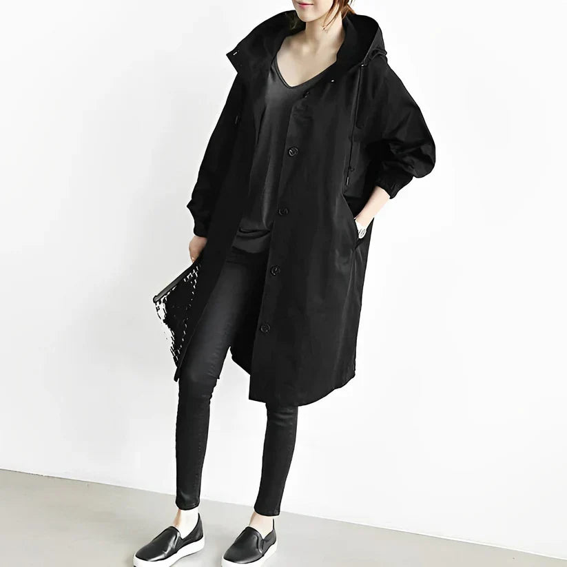 Levoire | Long Coupe-Vent Avec Capuche Noir
