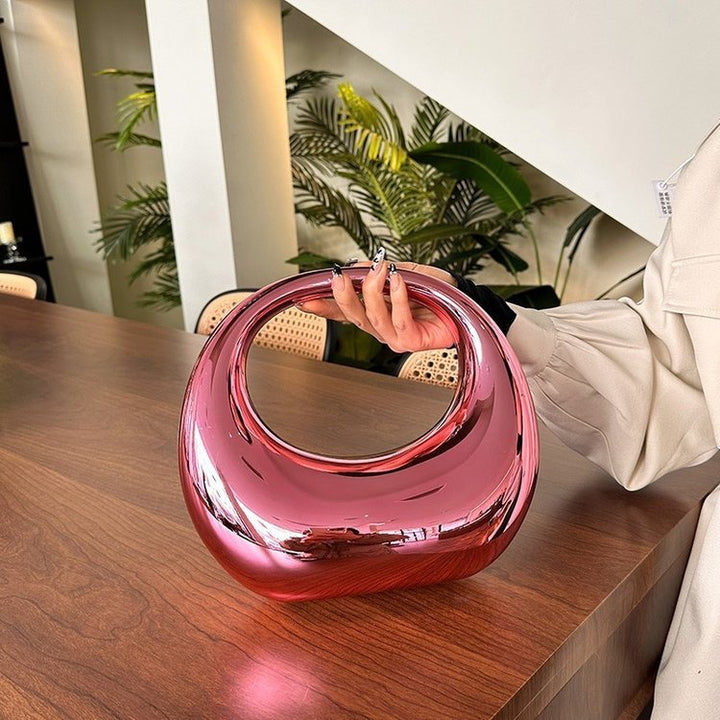 Levoire | Sac En Acrylique, Sac De Soirée En Forme De Lune, Bandoulière Rosa