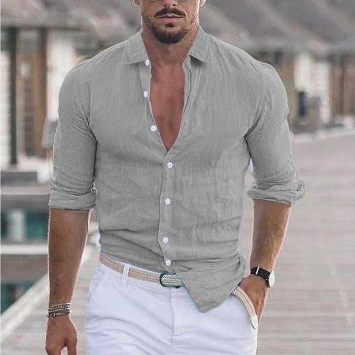 Levoire | Chemise En Lin Pour Homme Avec Col Réversible gris