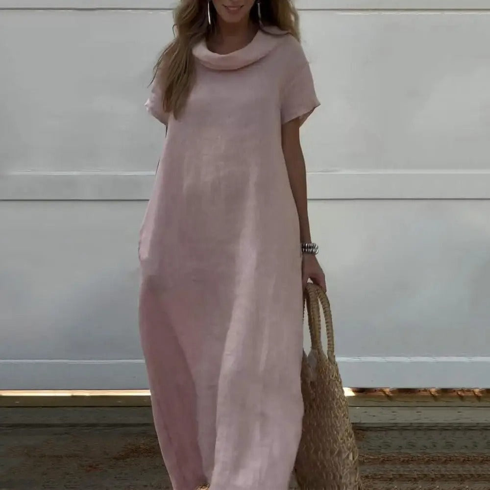 Levoire | Robe En Lin Avec Col Lgant Rosa