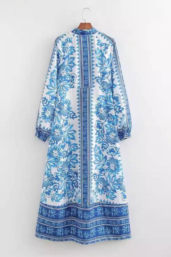 Levoire | Robe maxi à manches longues imprimée