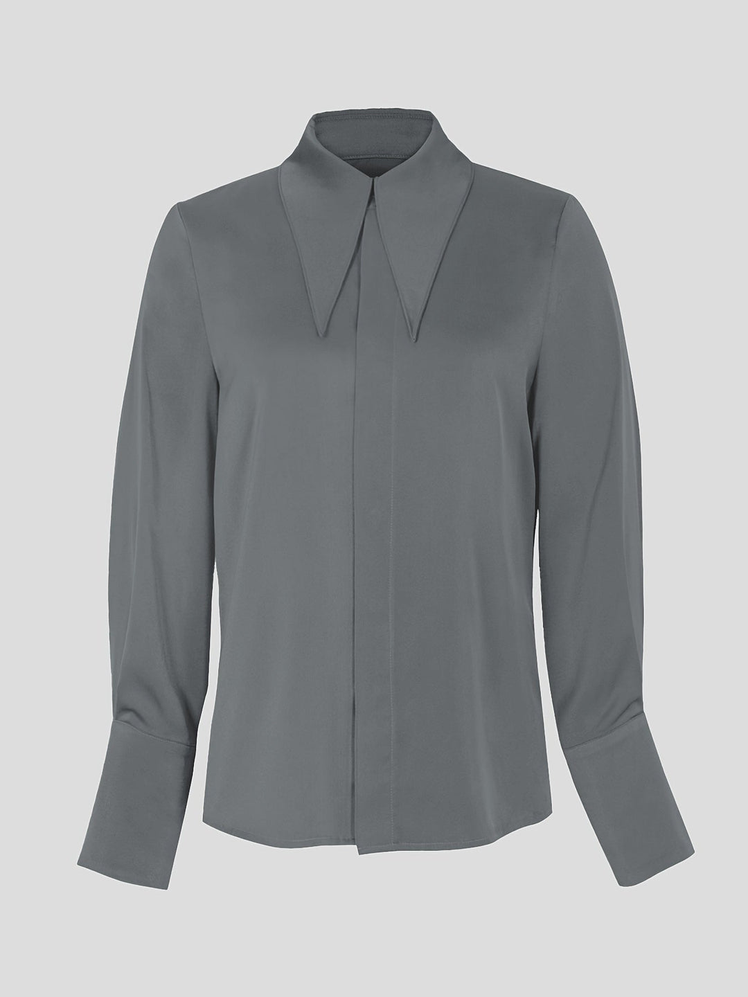 Levoire | Femmes Chemise En Satin Élégante, Col Revers Avec Détails De Boutons