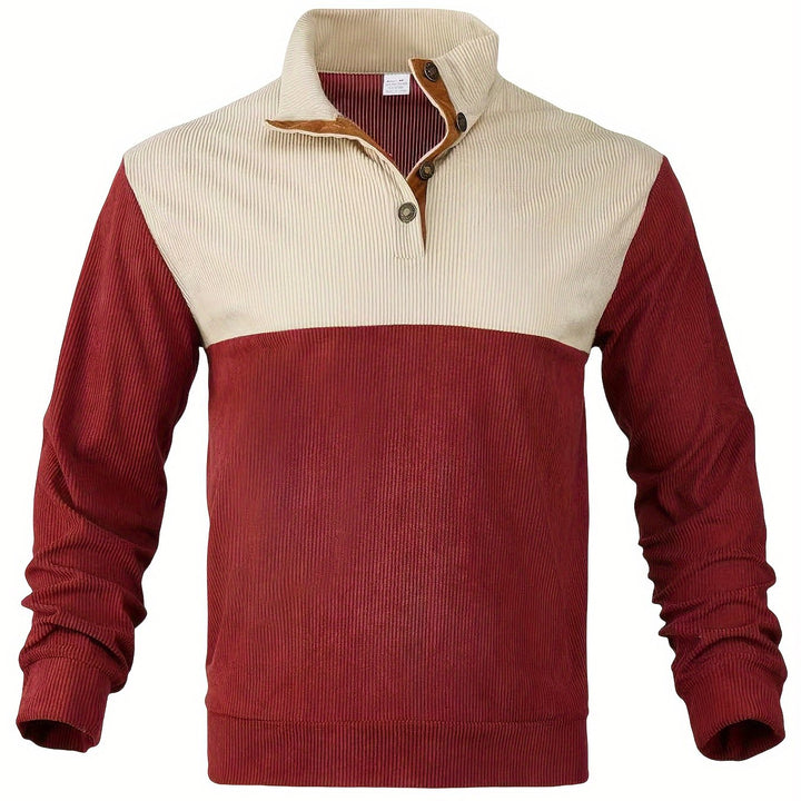 Levoire | Pull Chaud Pour Hommes Aux Couleurs Rétro Bordeaux rouge