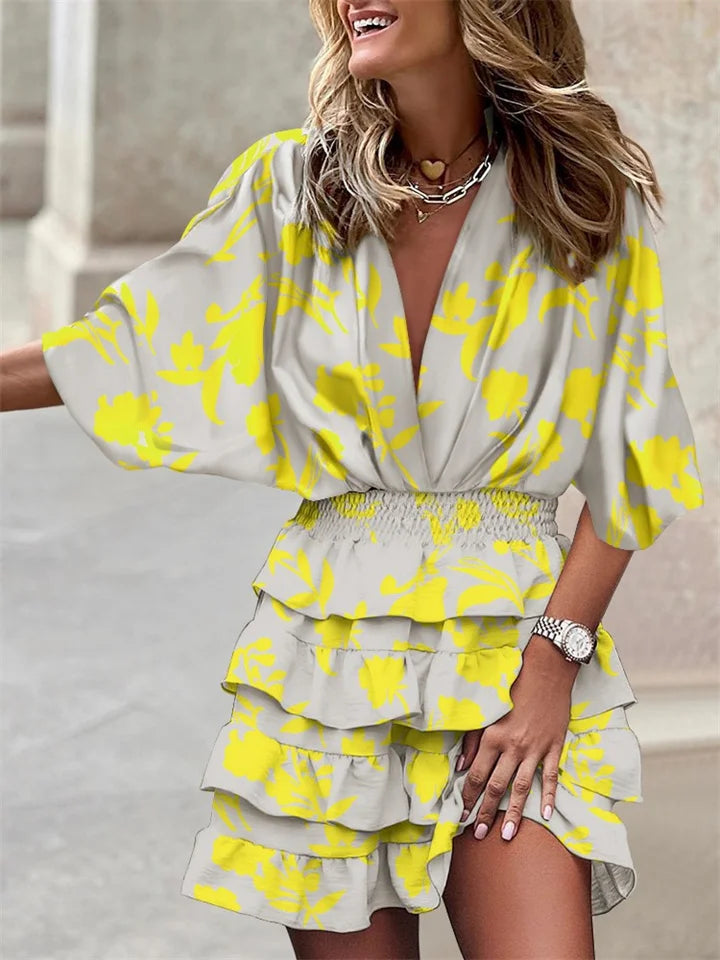 Levoire | Robe D'Été À Manches Longues Consciente De La Mode Jaune