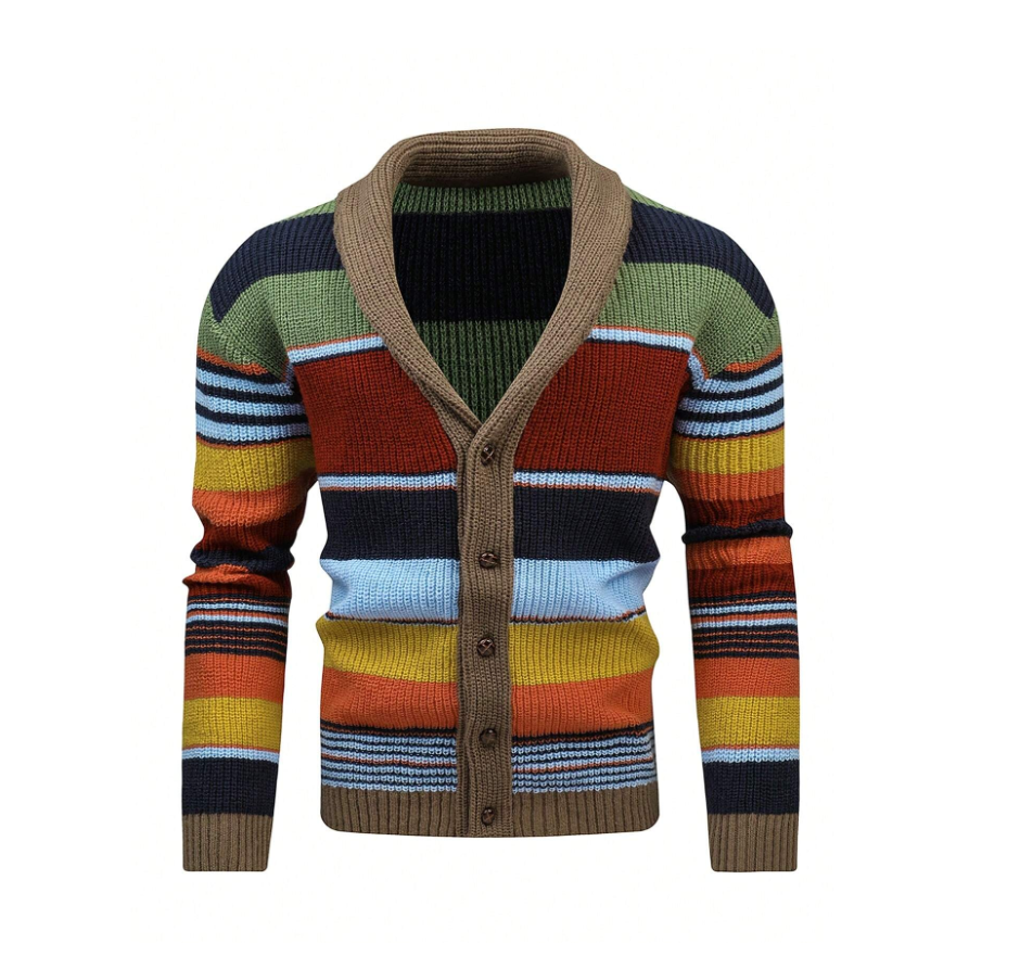 Levoire | Gilet Rayé À Manches Longues Avec Boutons