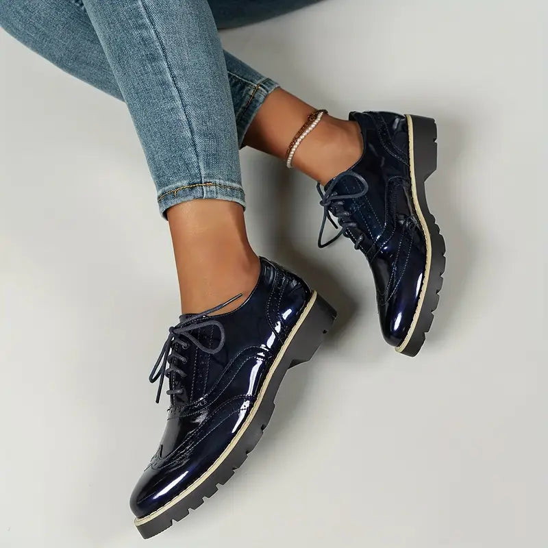 Levoire | Chaussures Vernis De Style Oxford Avec Semelle Épaisse Pour Femmes