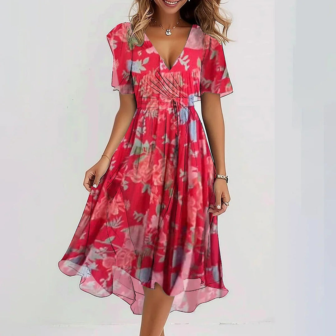 Levoire | Eloisa Abstrait Midi-Robe Rot