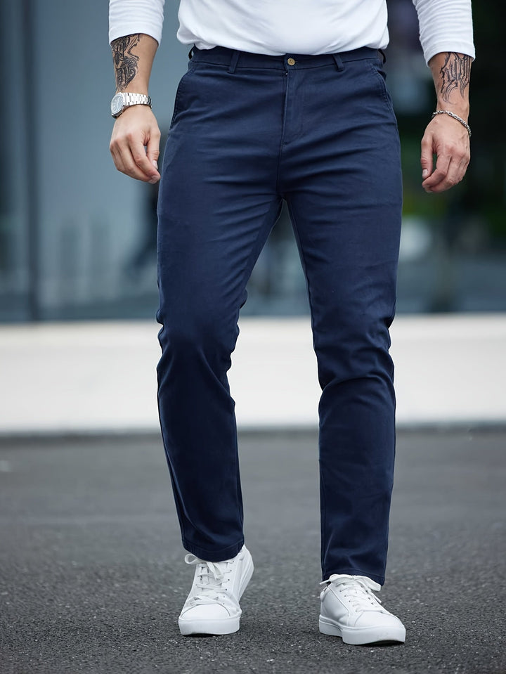 Levoire | Pantalon En Coton Slim Fit Pour Homme Avec Broderie Couleurs De Saison Bleu