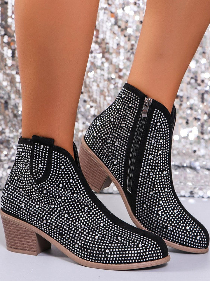 Levoire | Strass Bottes À Semelle Épaisse À Bout Pointu