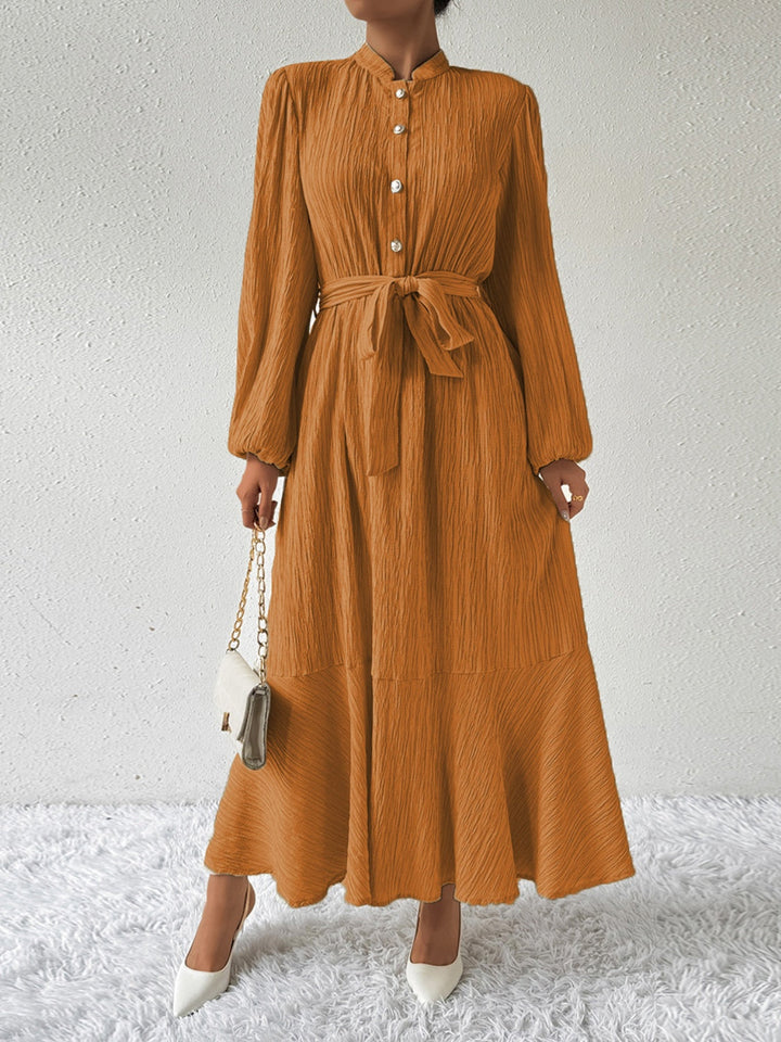 Levoire | Robe À Manches Longues Et Ceinture À Nœuds châtaigne