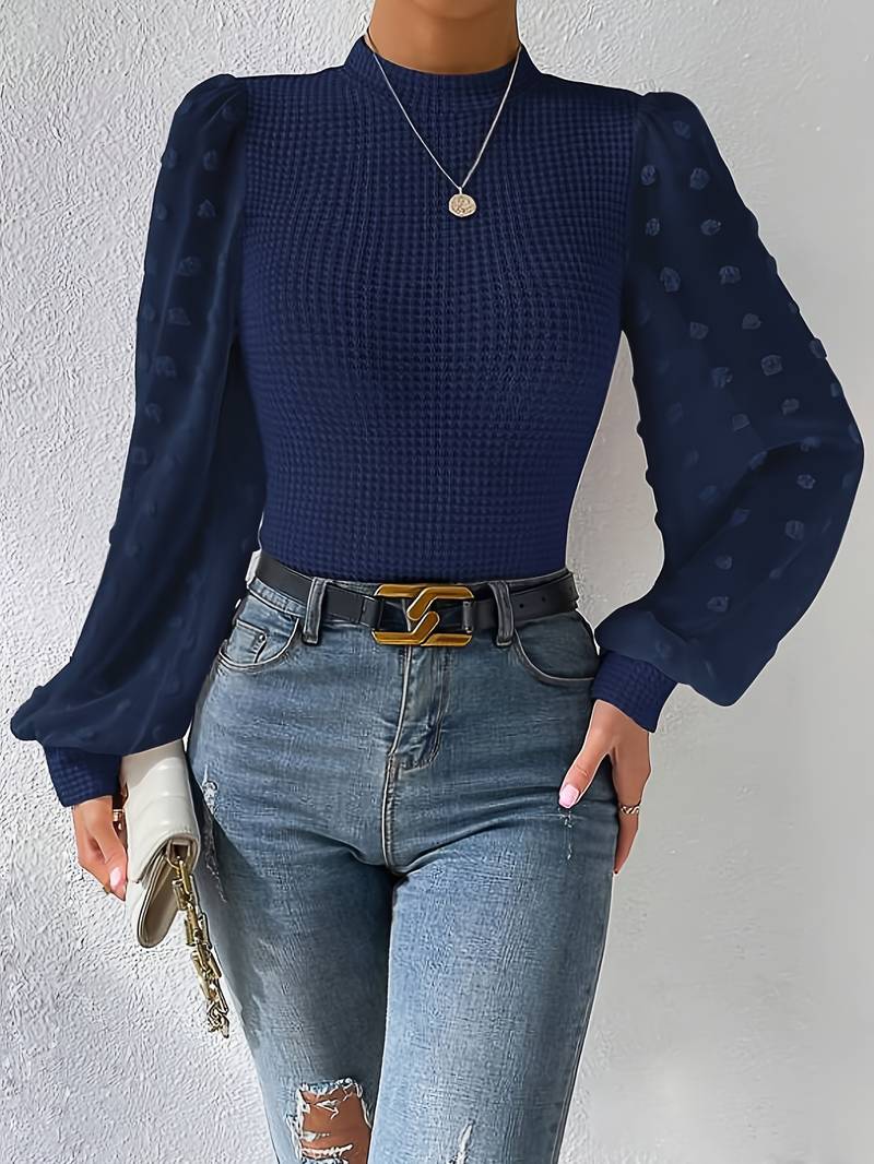 Levoire | Rennon Round Neck Shirt With Puff Sleeves Beige