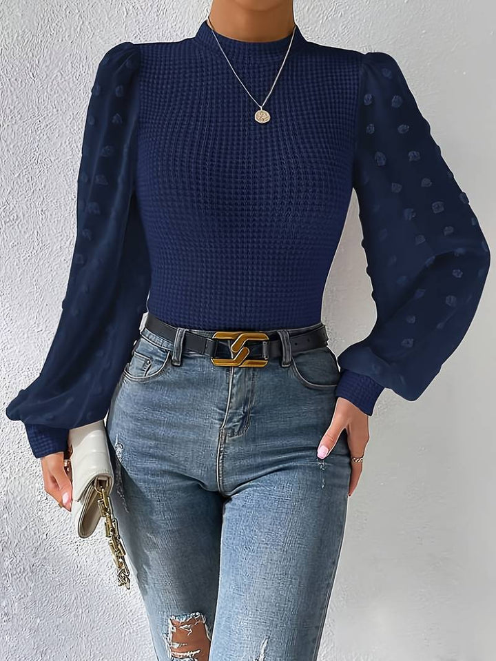 Levoire | Rennon Round Neck Shirt With Puff Sleeves Beige