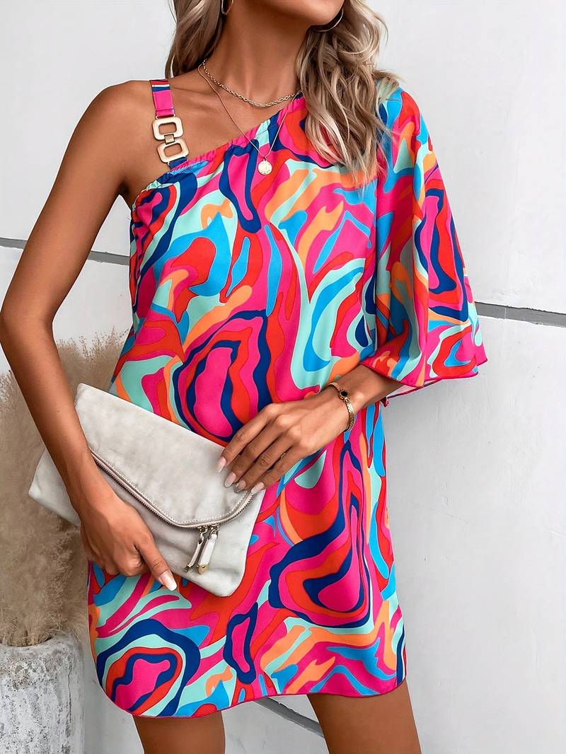 Levoire | Robe À Bretelles Abstraite À Une Épaule