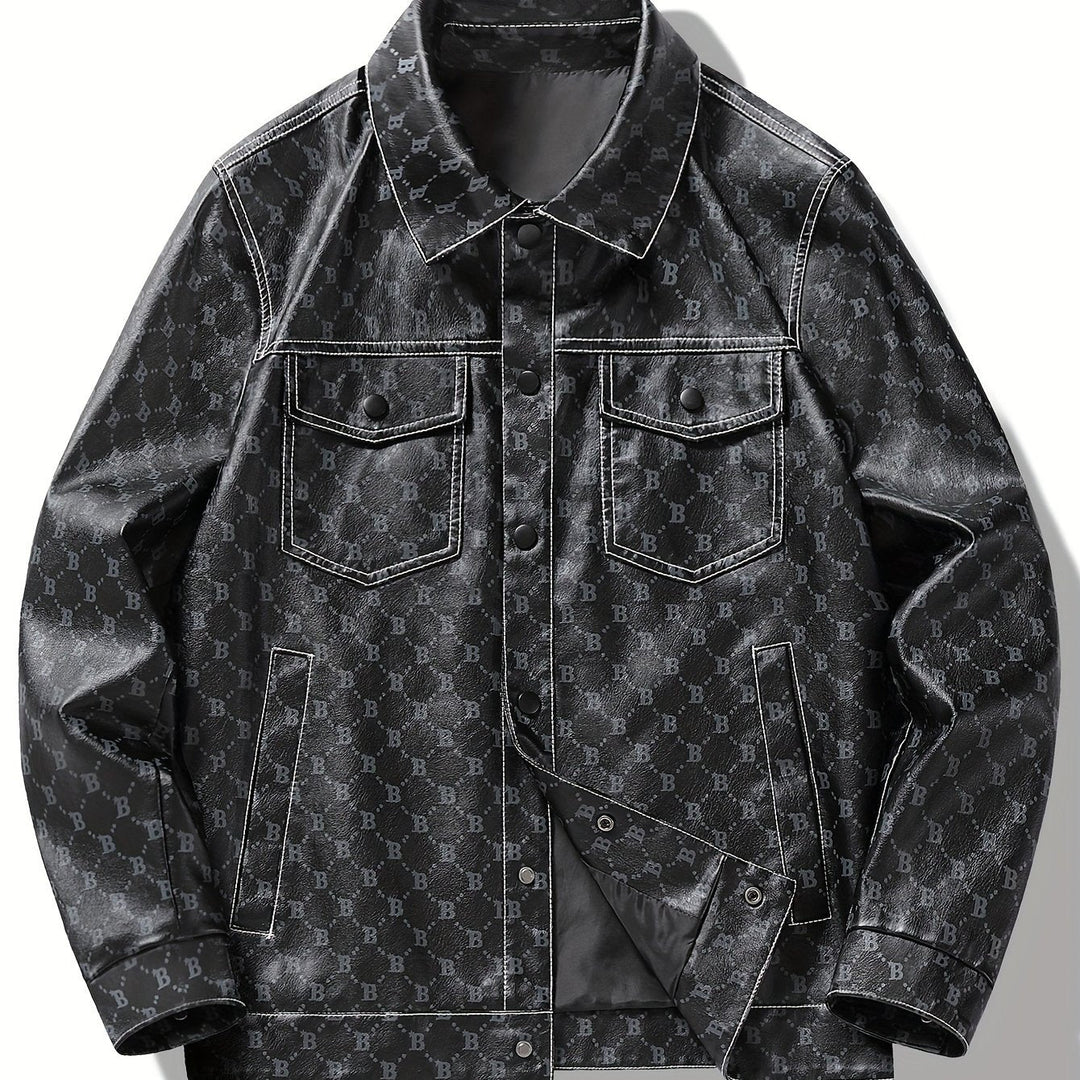 Levoire | Élégant Manteau En Cuir Pu Pour Hommes Avec Lettres