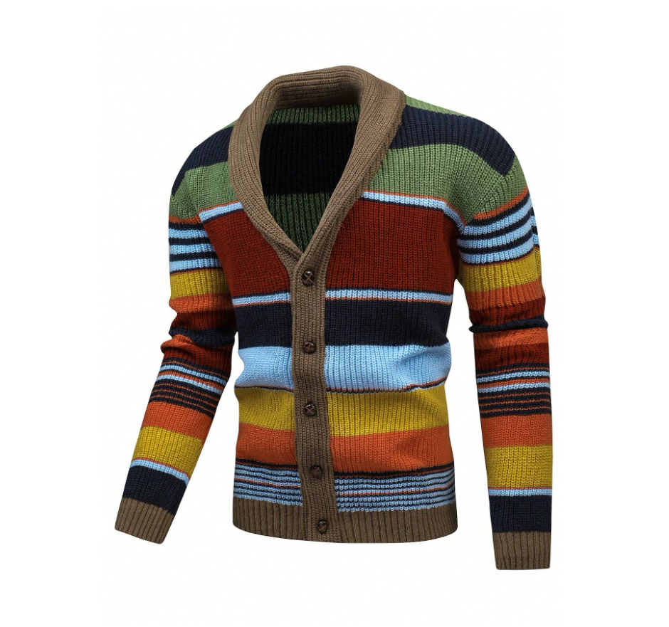 Levoire | Gilet Rayé À Manches Longues Avec Boutons